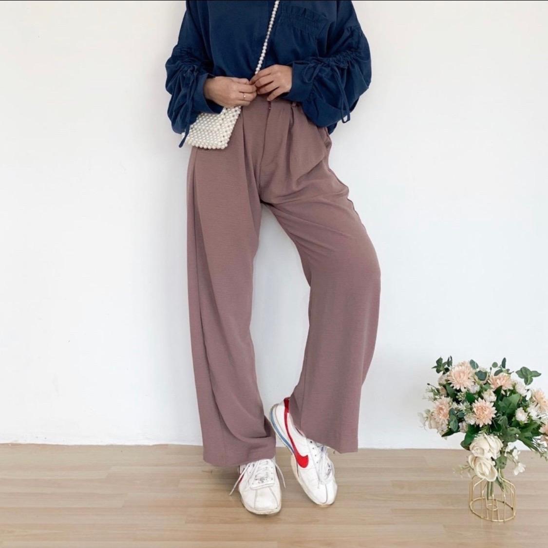 Syamaita Original Diora Crinkle Pants Airflow Premium Celana Kulot Panjang Wanita