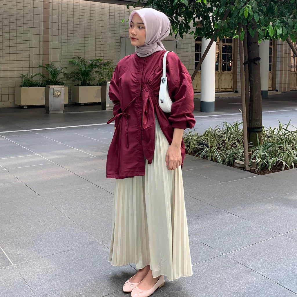 Syamaita Original Eun-Bi Shirt Oversize Material Cotton Silk Premium Terlaris Baju Muslim Wanita Serut Shakila