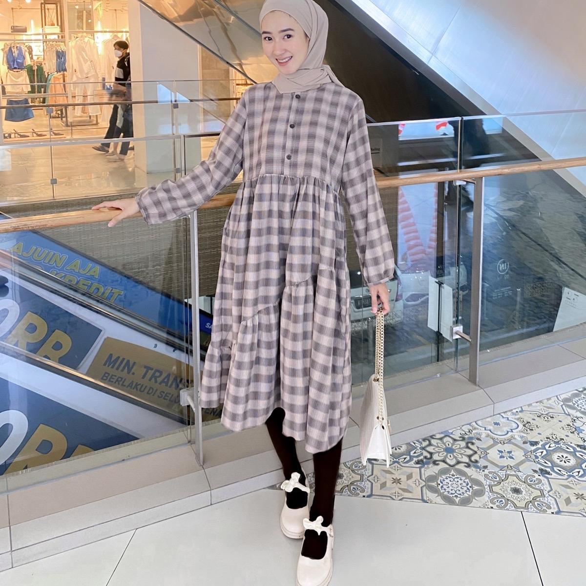 alea gingham midi dress tunik