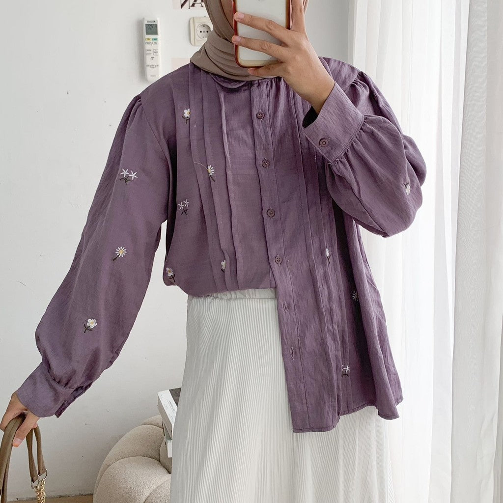 DenaiaShirtLinenFlowerBordir