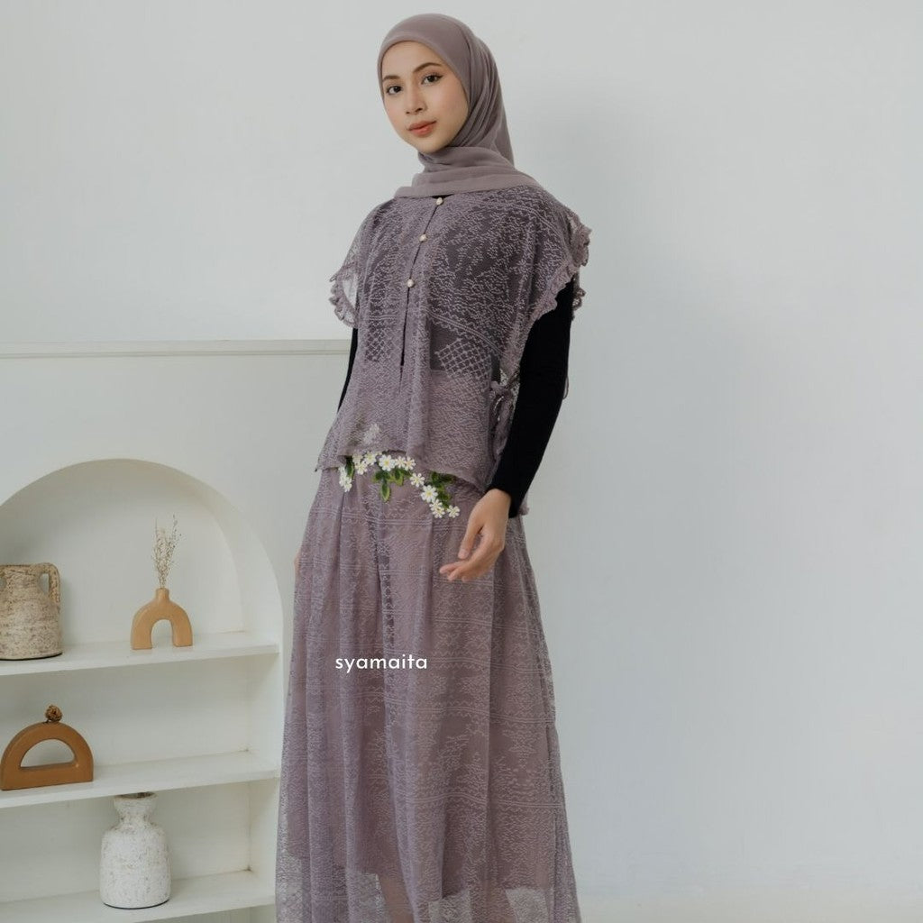 Isyana Series Vest Skirt Set Brukat Busui Friendly Syamaita Original New Arriv