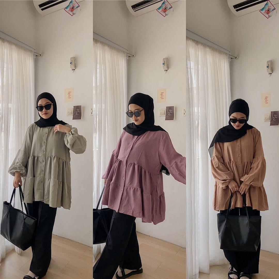 Syamaita Original Azwa Ruffle Tumpuk Crinkle Linen Crespo Premium Wanita Busui Panjang Cantik Formal