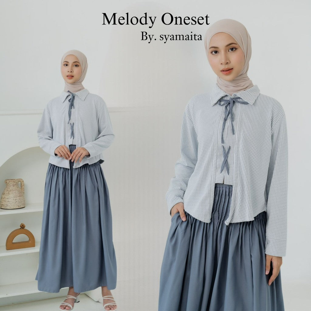 Melody Series Atasan Bawahan Remaja Korean Style Kaos Combed Mix Knit Cotton Silk
