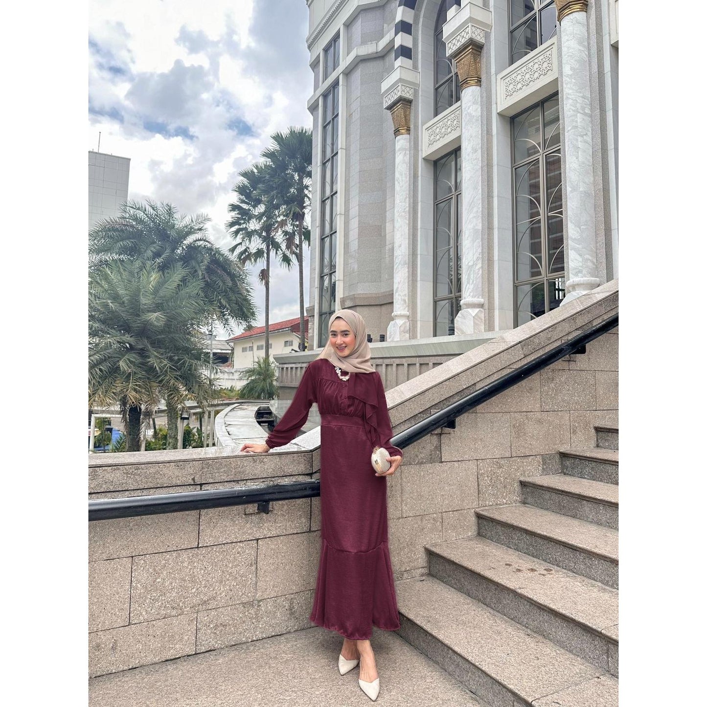 Syamaita Original Tara Dress Busui dan Wudhu Friendly Material Santorini AirFlow Muslim Wanita