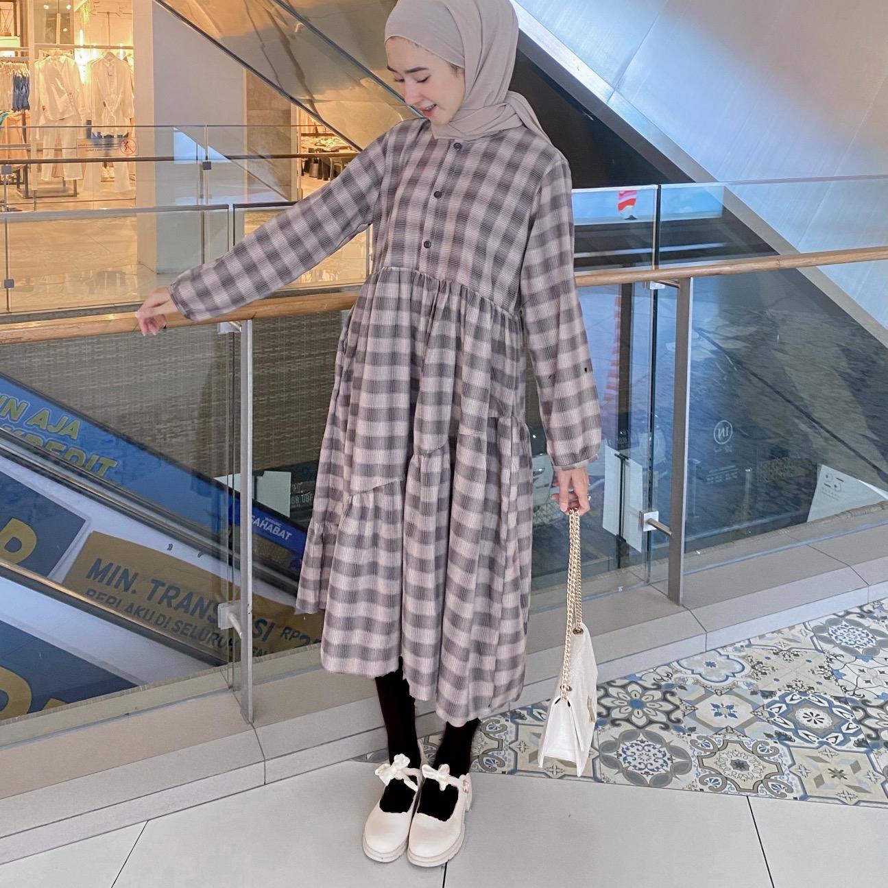 alea gingham midi dress tunik
