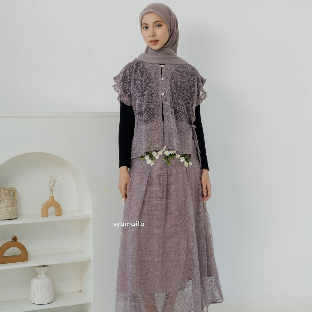 Isyana Series Vest Skirt Set Brukat Busui Friendly Syamaita Original New Arriv