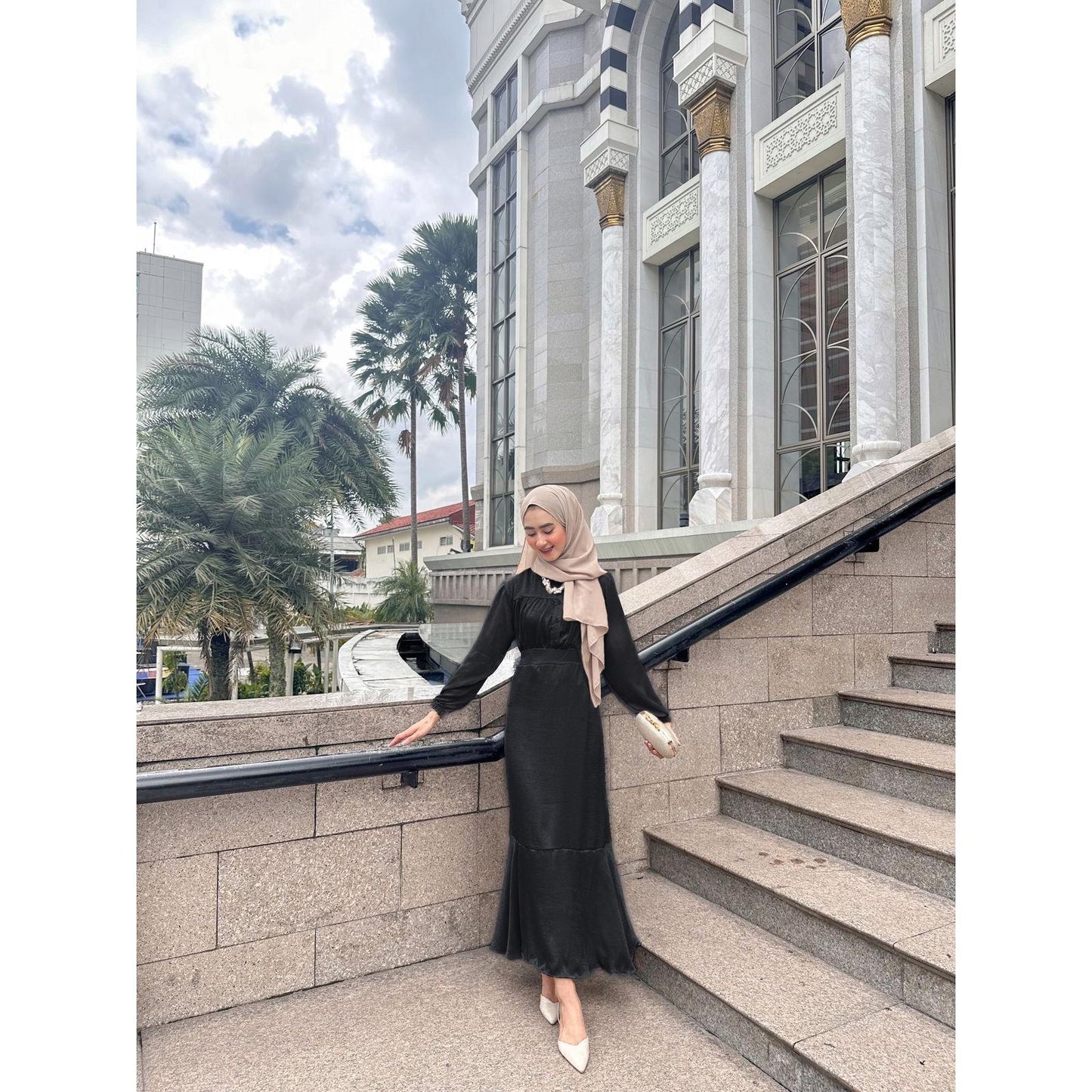 Syamaita Original Tara Dress Busui dan Wudhu Friendly Material Santorini AirFlow Muslim Wanita