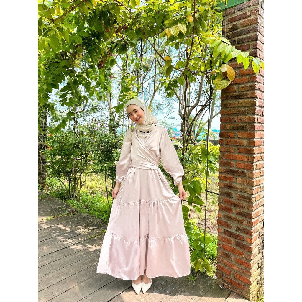 Binar Dress Flowy Susun Ruffle Tumpuk Lebaran Viral