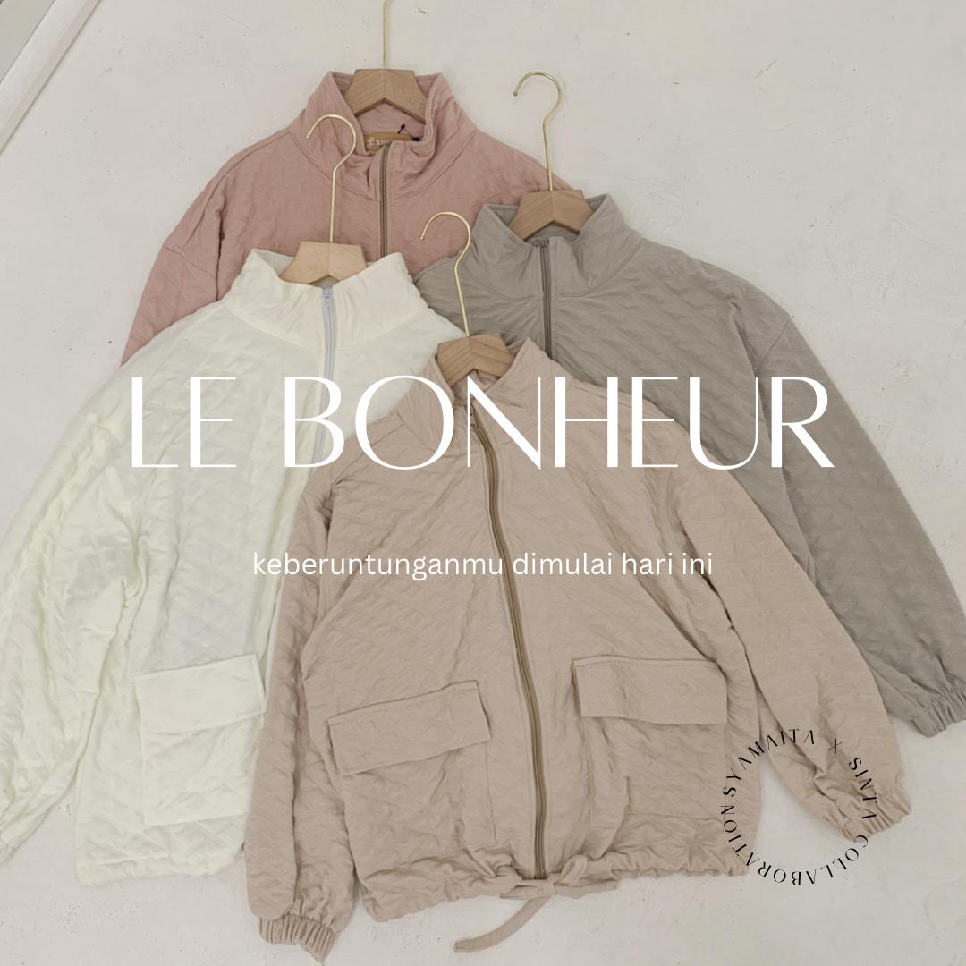 Syamaita x Sinta - Le Bonheur Jacket Bubble Zipper Material Cloudy Bubble Knit Jaket Wanita Baju Panjang