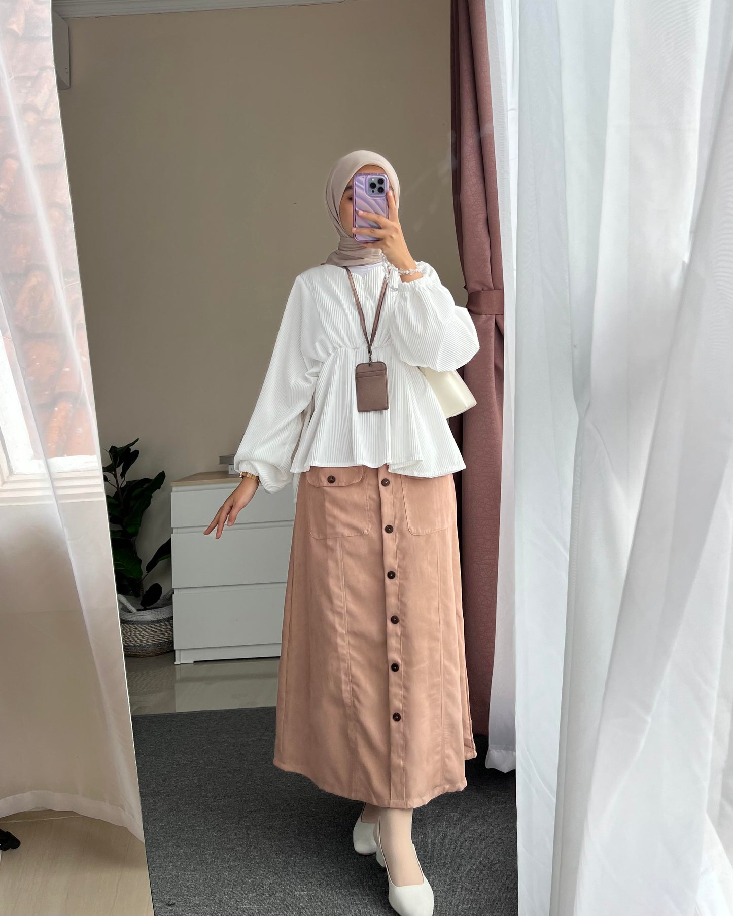 Syamaita Original Heira Pleats Blouse Busui Dan Wudhu Friendly Baju Wanita Muslim Atasan Basic Dewasa Santai