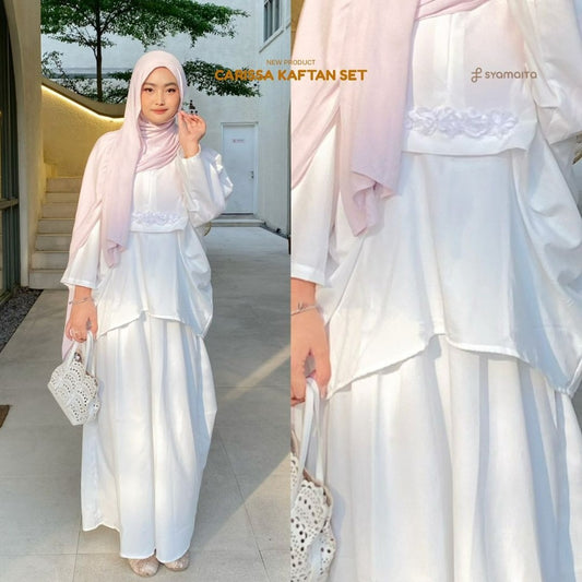 Carissa Kaftan Set Bunga Busui Friendly wudhu friendly Syamaita Original