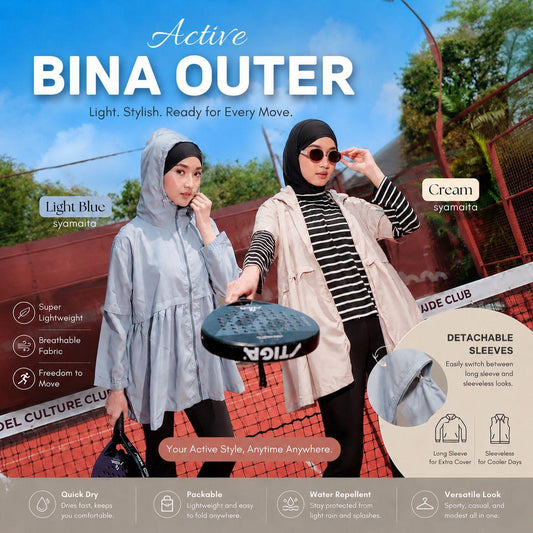 Bina Outer Olahraga Wanita Padel Tenis Pilates Zumba Senam Syamaita Original