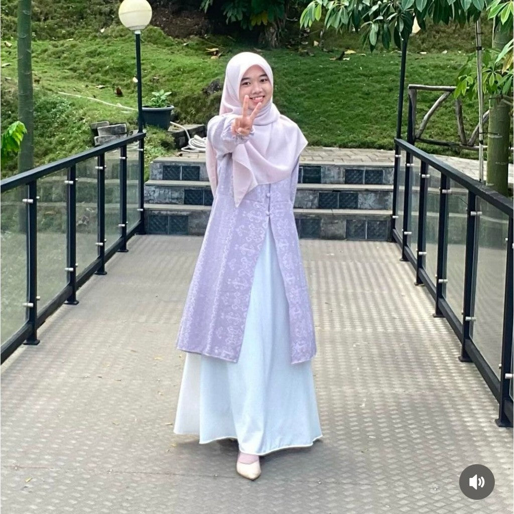 Syamaita - Tamara Outer Tunik Motif Batik Modern Kancing Busui dan Wudhu Friendly Material Foam Emboss Premium Muslim