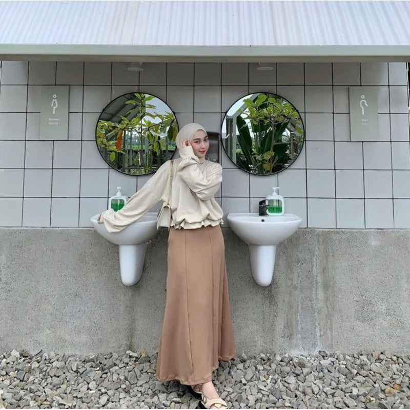 Hava Skirt Slim A Rok Kerja Straight Line Hip Rok Span Formal // Putih TIDAK MENERAWANG HIGHWAIST