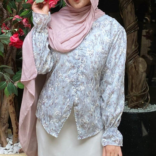 Syamaita Original Ayumi Katun Bordir Syamaita Original Blouse Baju Kebaya Modern Katbol Embroidery