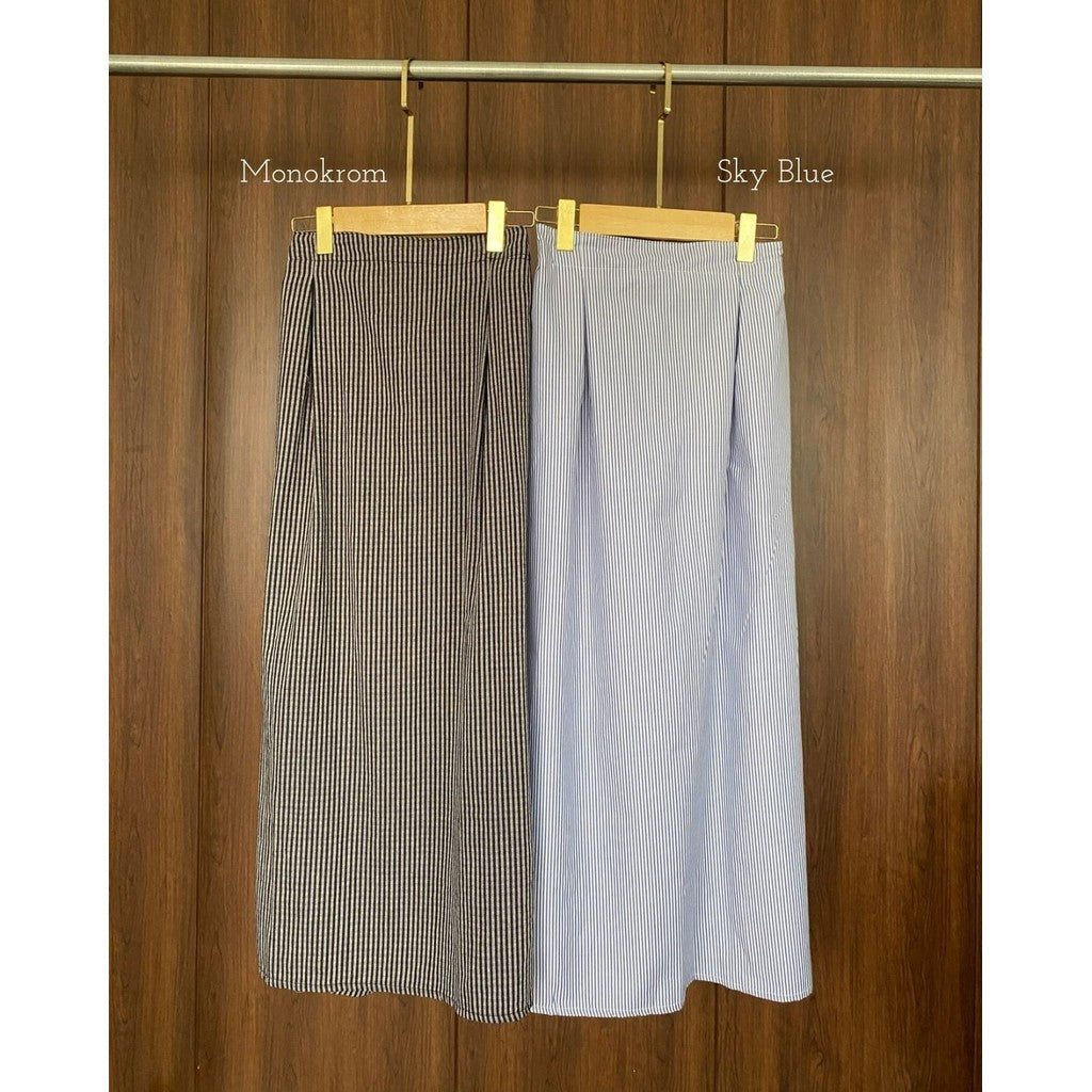 Syamaita Jia Stripe Cotton Skirt Premium Rok Kerja Formal Santai Motif Garis