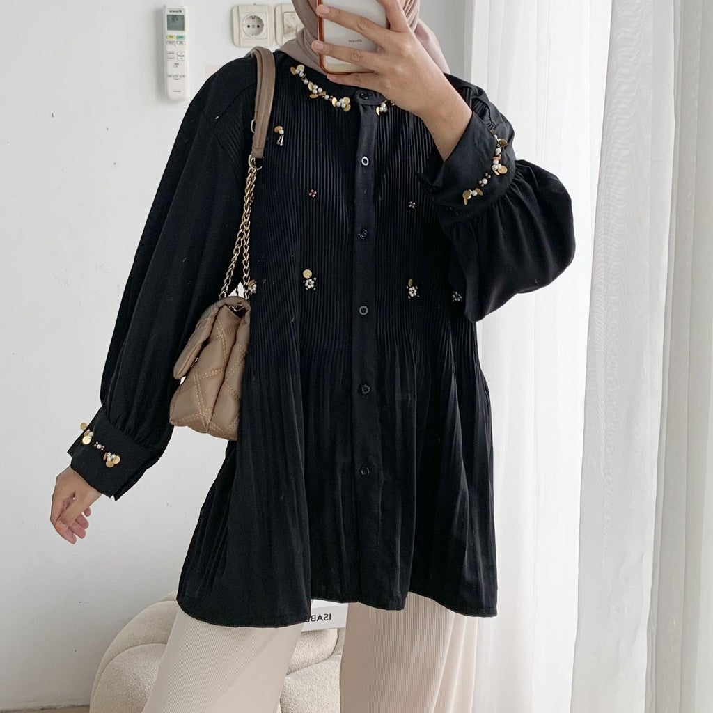 Anara Beads Magnolia Pleated Shirt