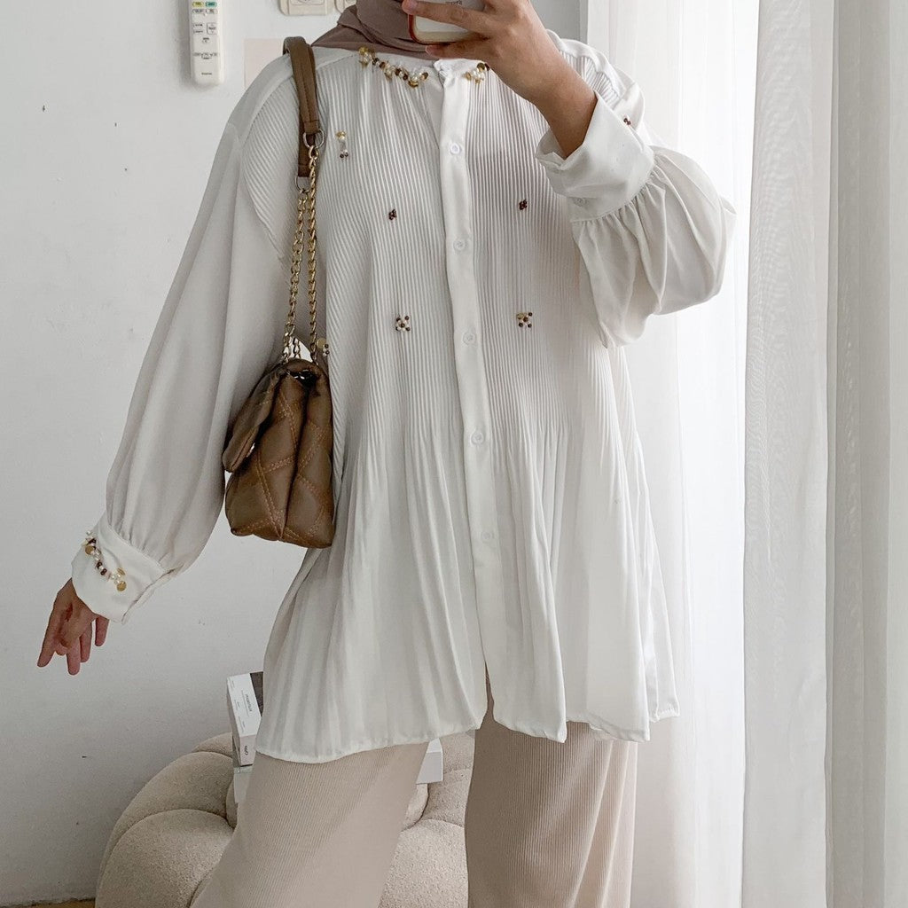 Anara Beads Magnolia Pleated Shirt