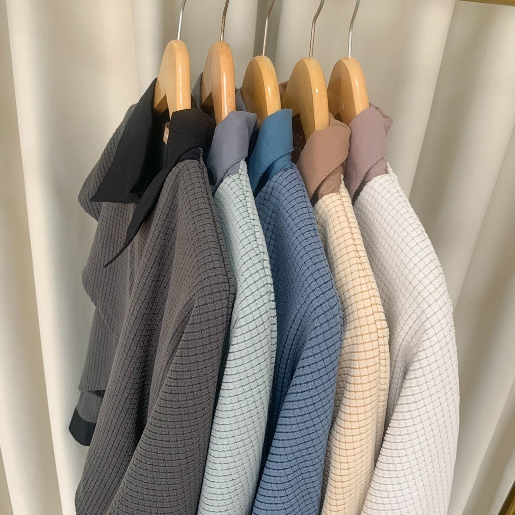 Kirana Long Shirt Square Knit Mix Poplin