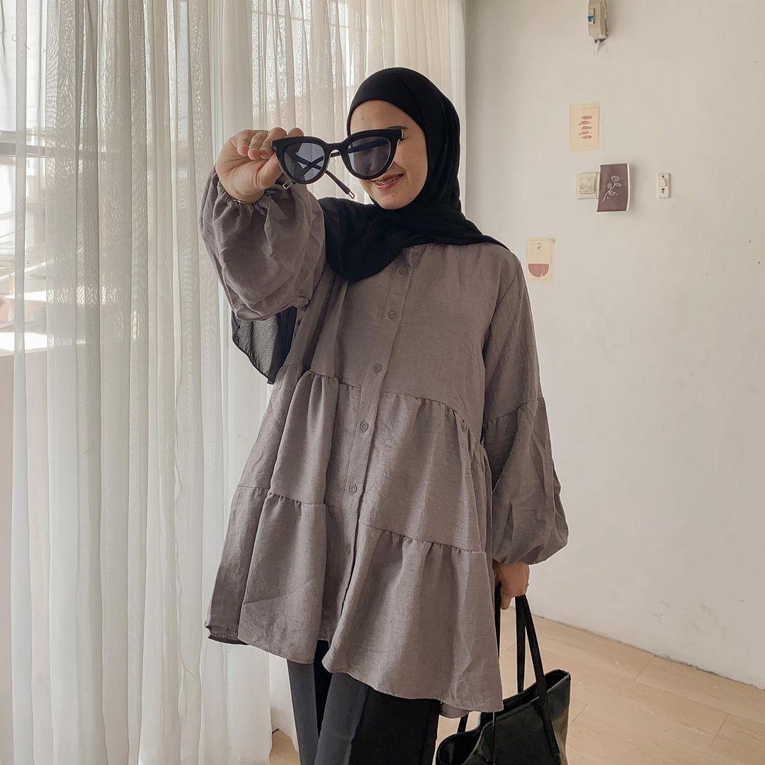 Syamaita Original Azwa Ruffle Tumpuk Crinkle Linen Crespo Premium Wanita Busui Panjang Cantik Formal