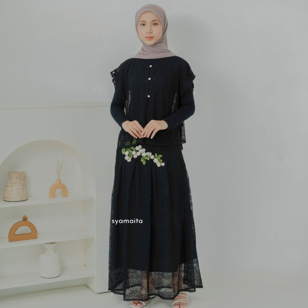 Isyana Series Vest Skirt Set Brukat Busui Friendly Syamaita Original New Arriv