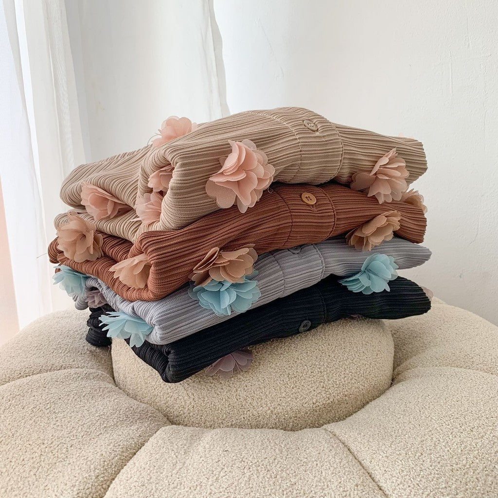 Summer Pleated Plisket Shirt Kemeja Bunga