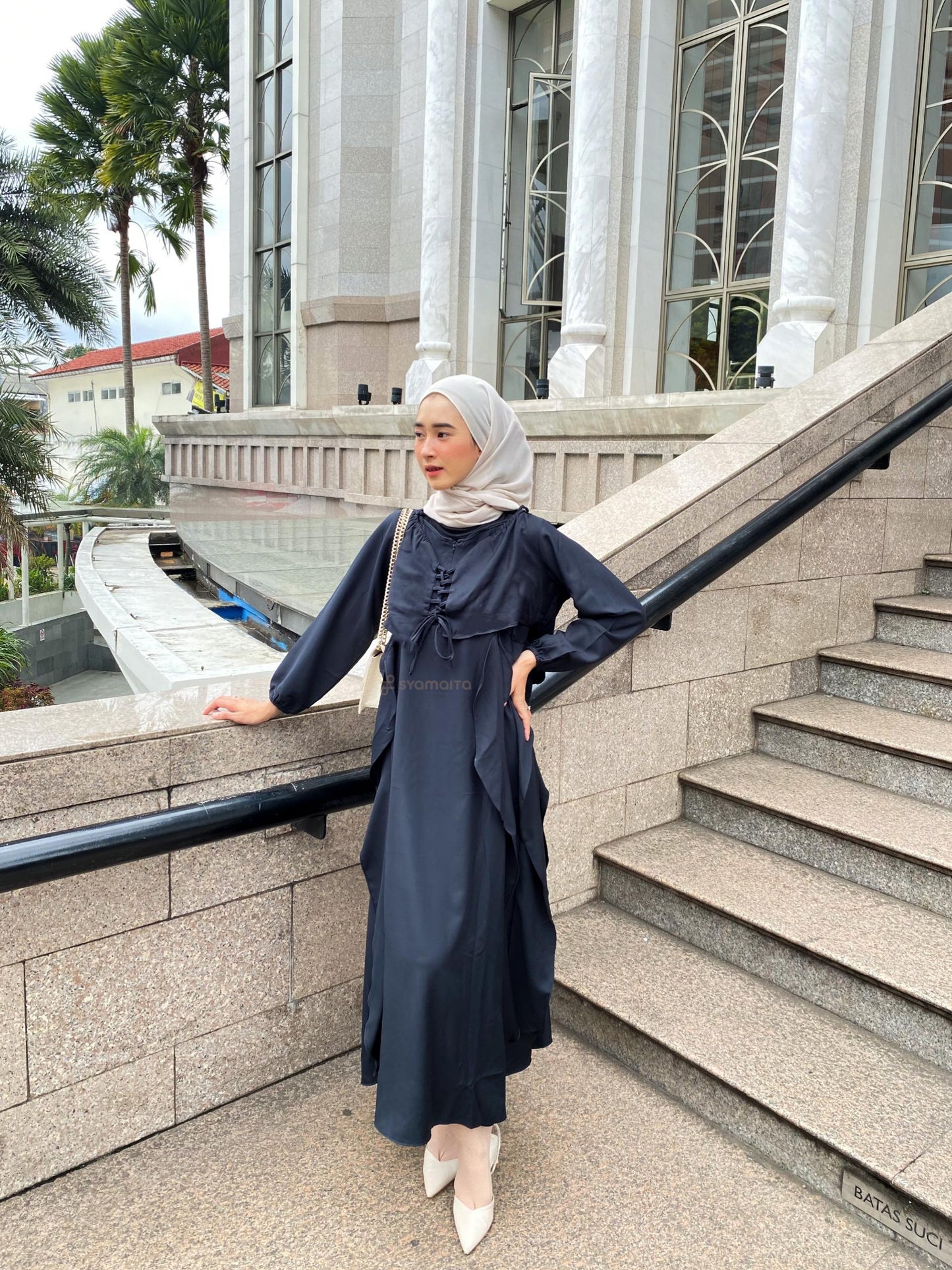 Syamaita Original Ariana Dress Korean Look Outer Busui Dan Wudhu Friendly Material Shakila Twill Premium Terbest Seller Gamis Wanita