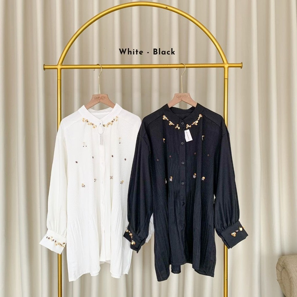 Anara Beads Magnolia Pleated Shirt