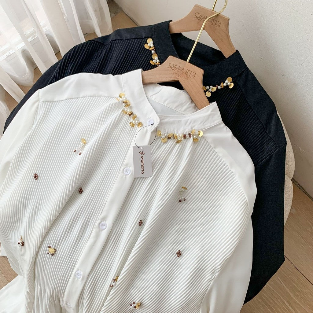 Anara Beads Magnolia Pleated Shirt