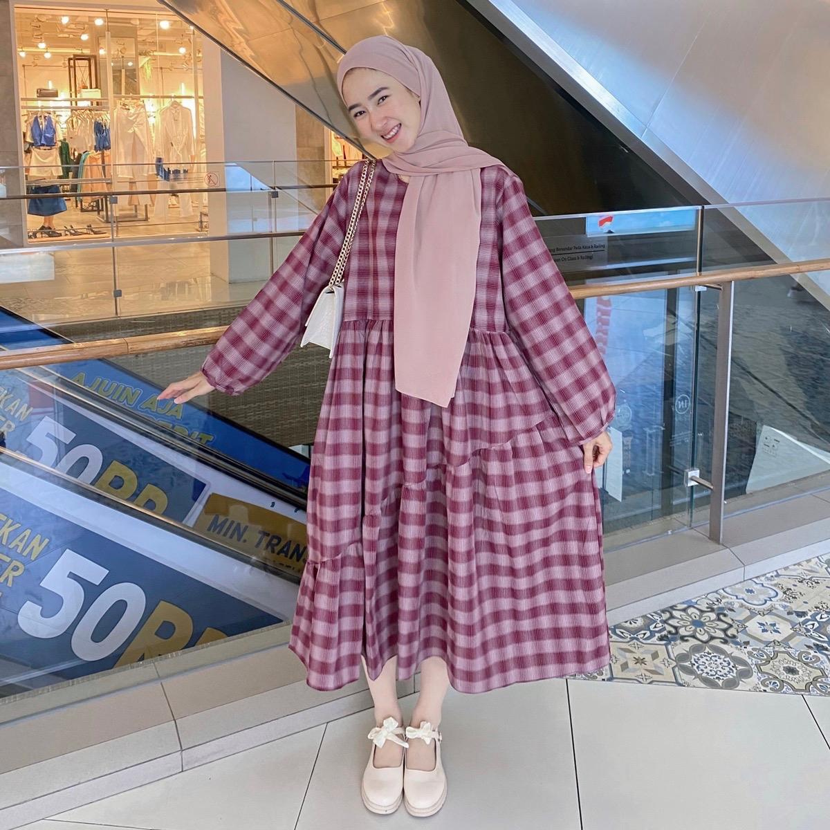alea gingham midi dress tunik