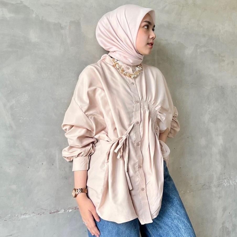 Syamaita Original Eun-Bi Shirt Oversize Material Cotton Silk Premium  Terlaris Baju Muslim Wanita Serut Shakila