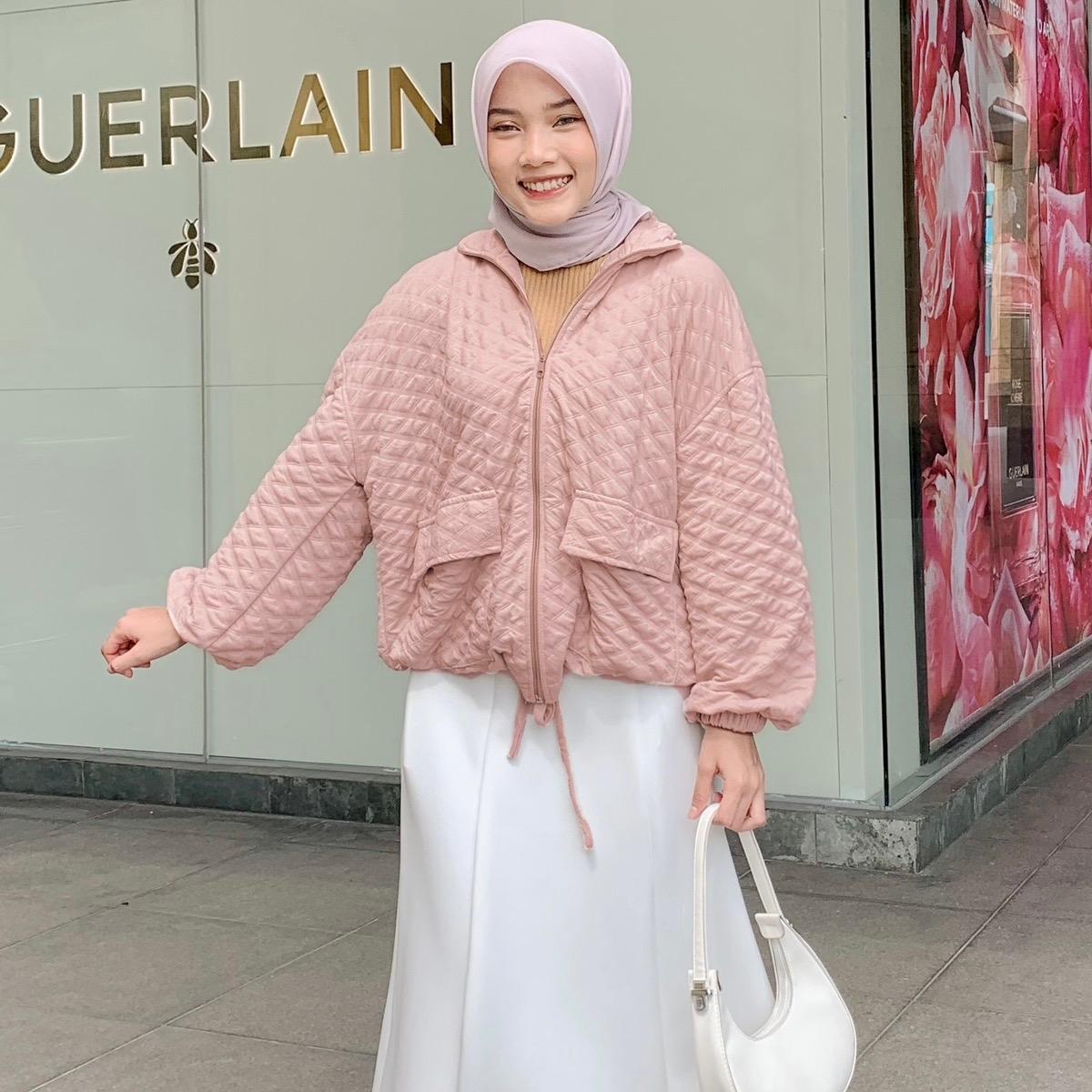 Syamaita x Sinta - Le Bonheur Jacket Bubble Zipper Material Cloudy Bubble Knit Jaket Wanita Baju Panjang