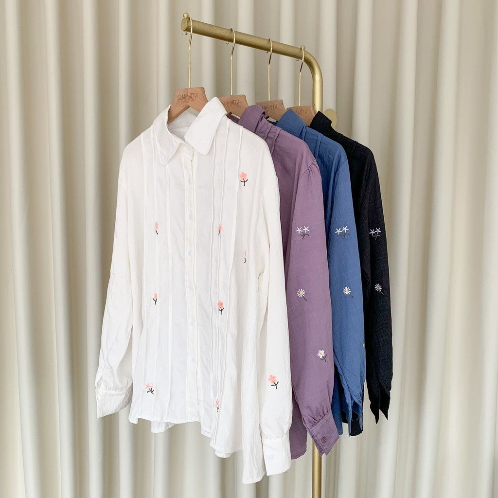 DenaiaShirtLinenFlowerBordir
