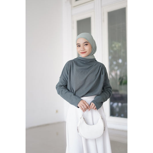 Dira Blouse Rample Turtleneck Viral Adem Lembut Syamaita Original