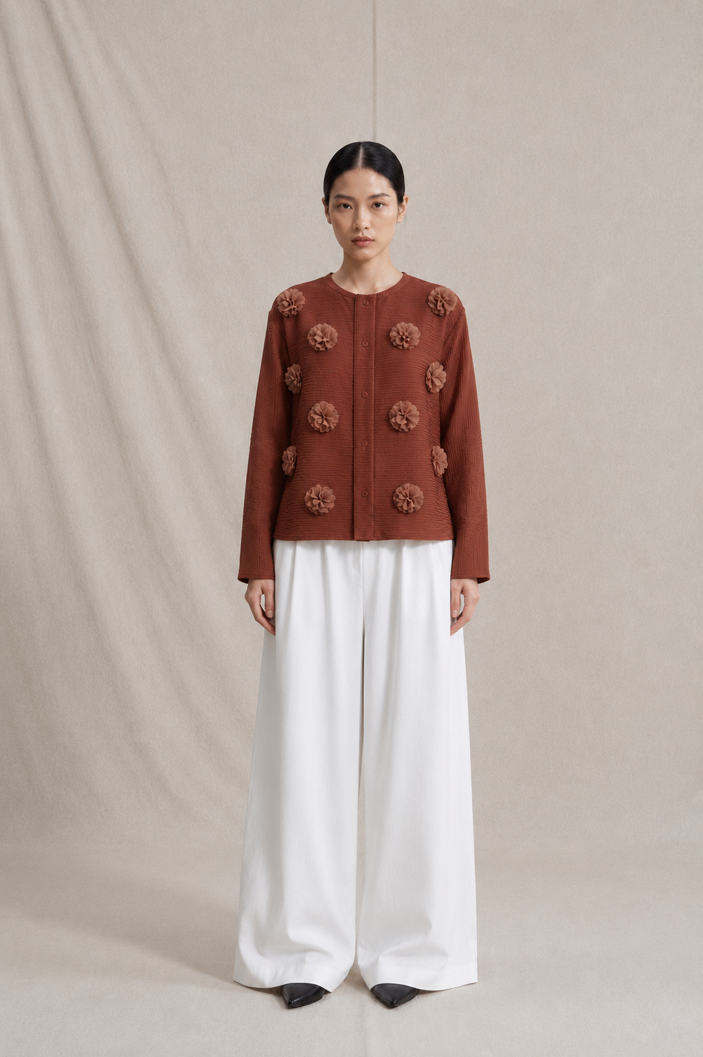 Summer Pleated Plisket Shirt Kemeja Bunga