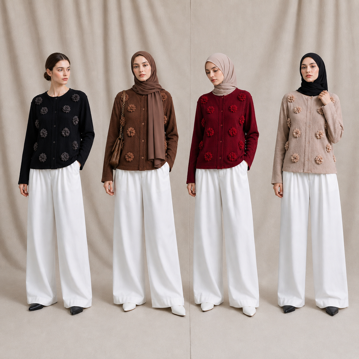 Summer Pleated Plisket Shirt Kemeja Bunga