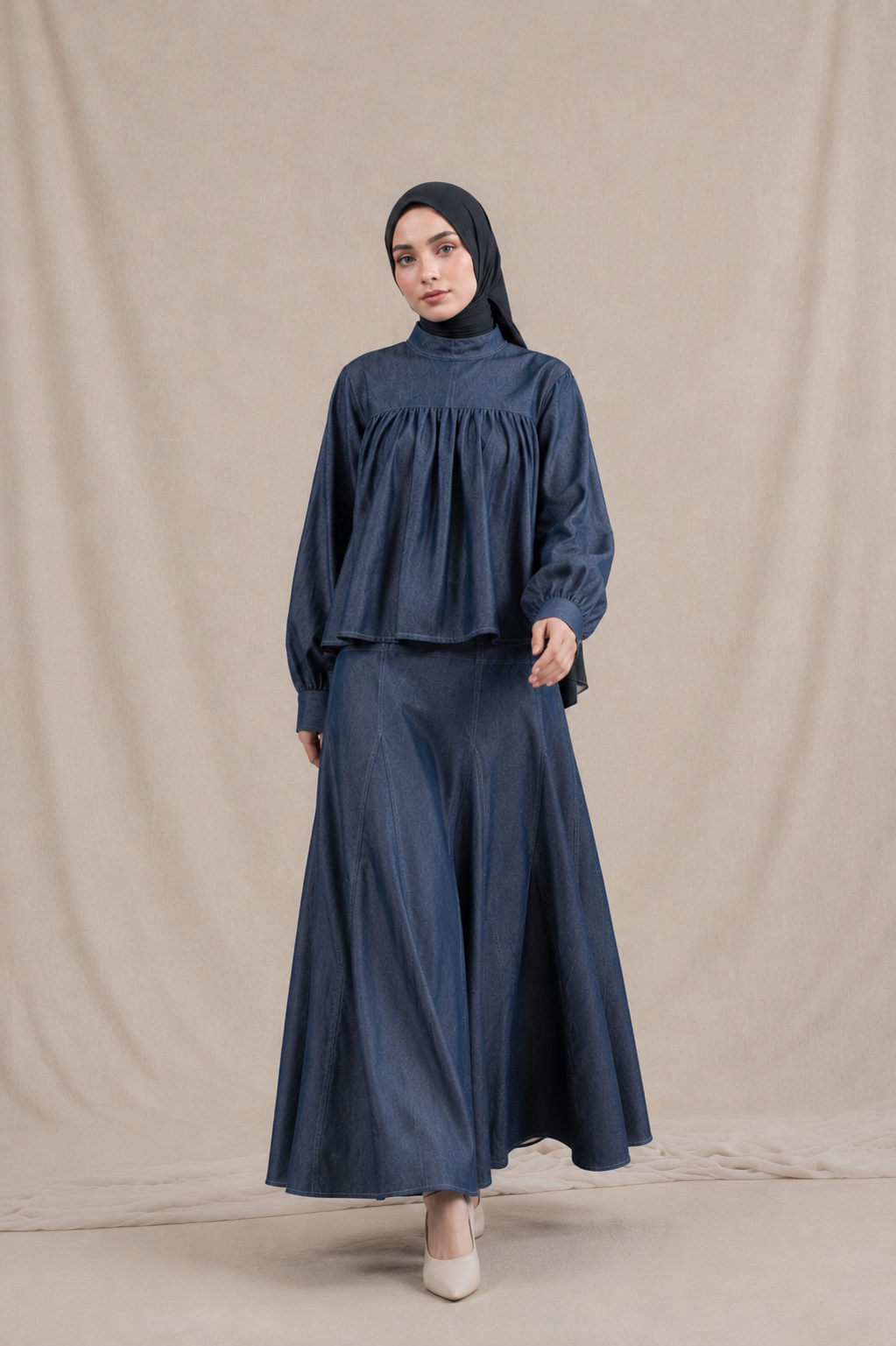 Tokyo Blouse and Jeans Skirt Soft Jeans Denim Syamaita Original