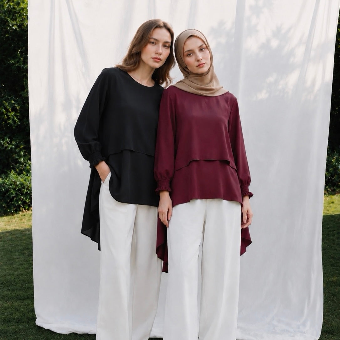 Syamaita Original Diane Blouse Busui Dan Wudhu Friendly Bukaan Kanan Kiri Material Shakila Premium Terbest Seller Atasan Muslim Baju Wanita