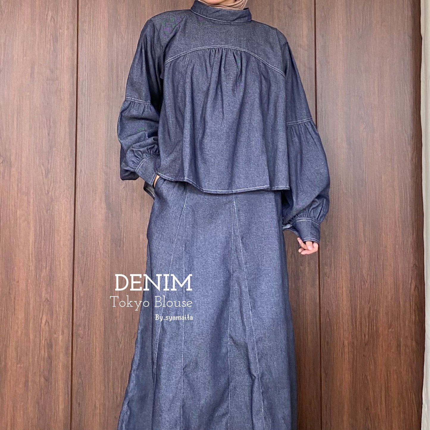Tokyo Blouse and Jeans Skirt Soft Jeans Denim Syamaita Original