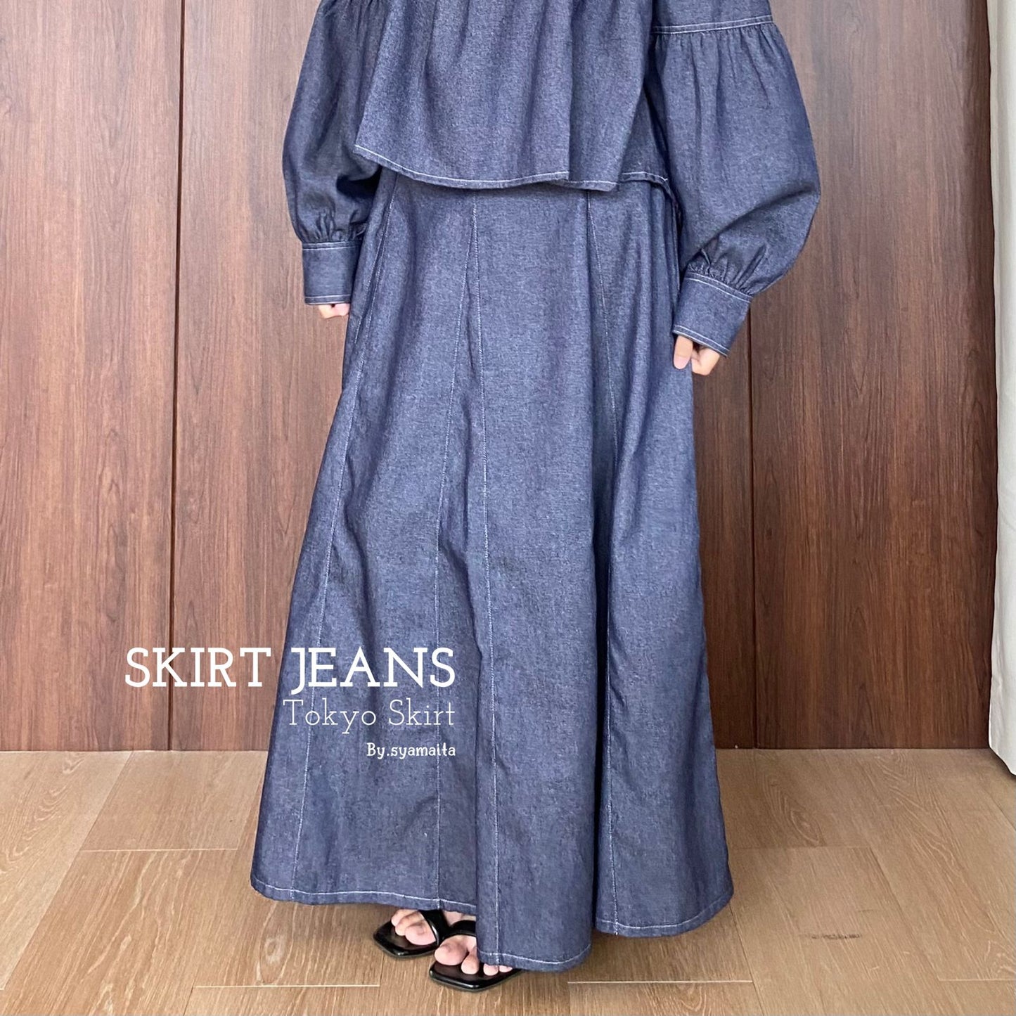 Tokyo Blouse and Jeans Skirt Soft Jeans Denim Syamaita Original