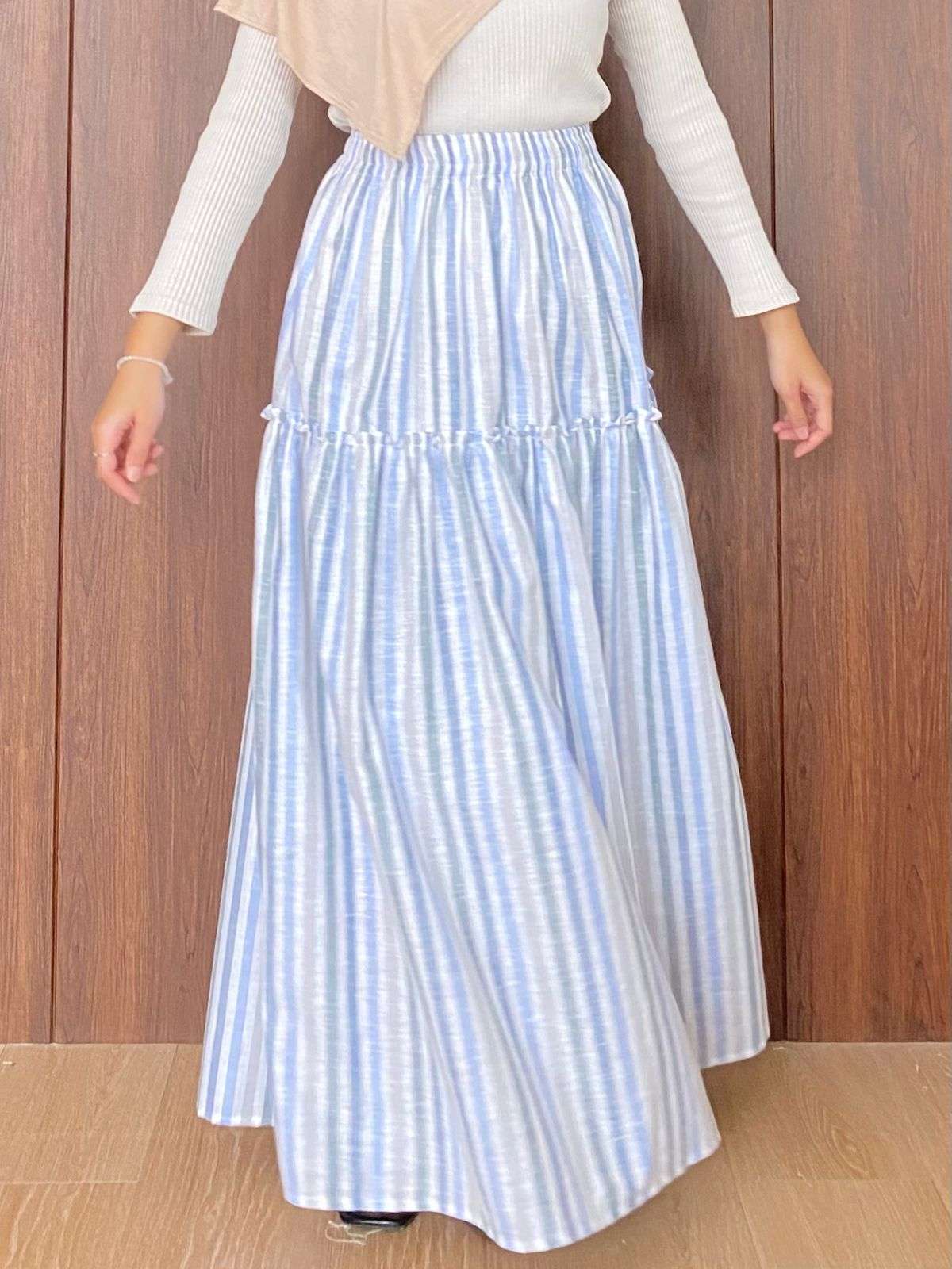 Syamaita Original Azura Shirt Kemeja Stripe Linen Garis Katun Wanita Kerja