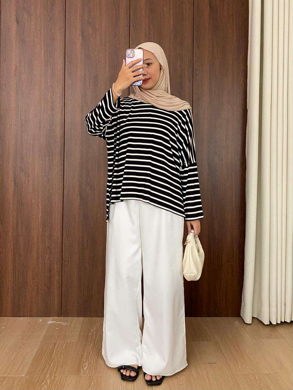 Kiyori Sweetshirt by syamaita kaos cotton stretchy Stripe