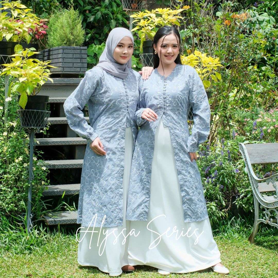 Syamaita Original Alyssa Tunik Set Celana Bordir Katun Adem Oversize