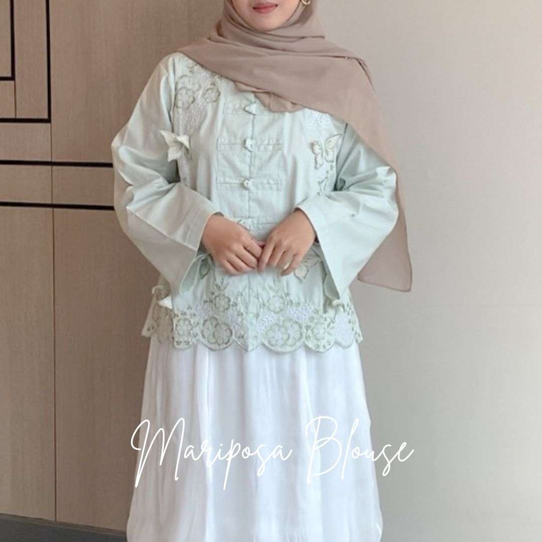 Mariposa Cheongsam Shirt Bordir Poplin Syamaita Original