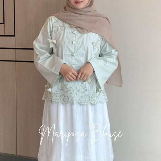 Mariposa Cheongsam Shirt Bordir Poplin Syamaita Original