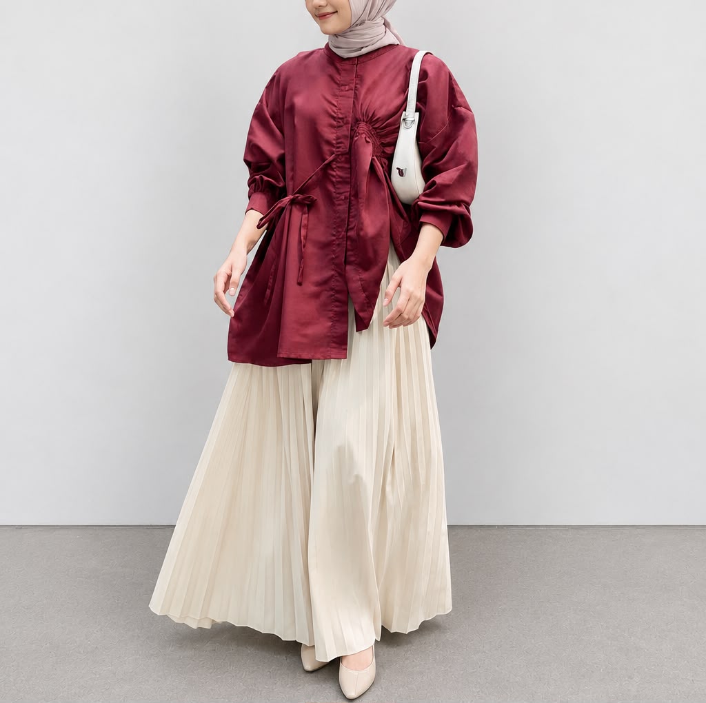 Syamaita Original Eun-Bi Shirt Oversize Material Cotton Silk Premium  Terlaris Baju Muslim Wanita Serut Shakila