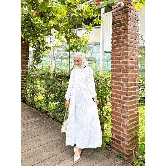 Binar Dress Flowy Susun Ruffle Tumpuk Lebaran Viral
