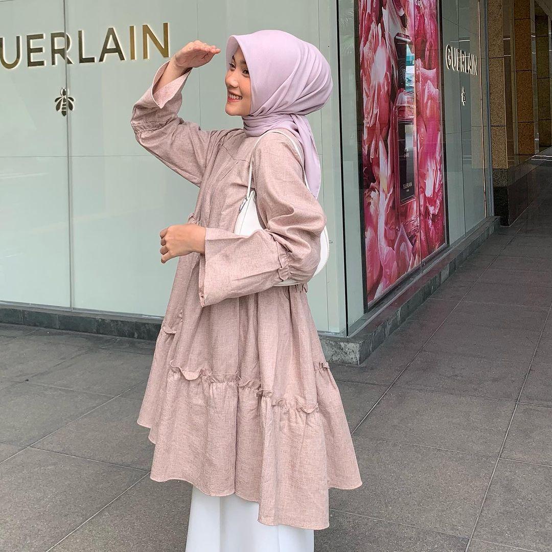 Syamaita Original Tunik Busui Ruffle Madina Cotton Premium Wudhu Friendly Atasan Muslim Wanita Dress Katun