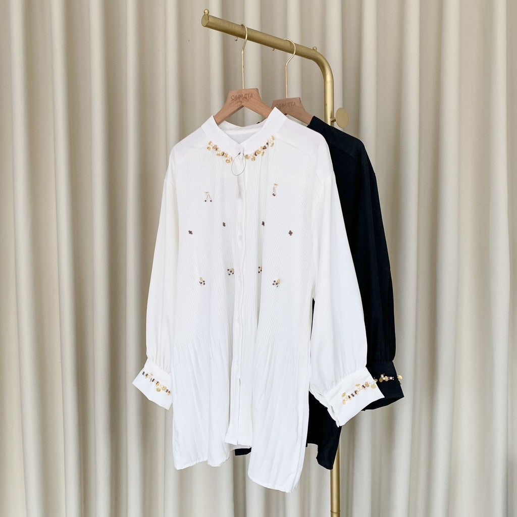 Anara Beads Magnolia Pleated Shirt
