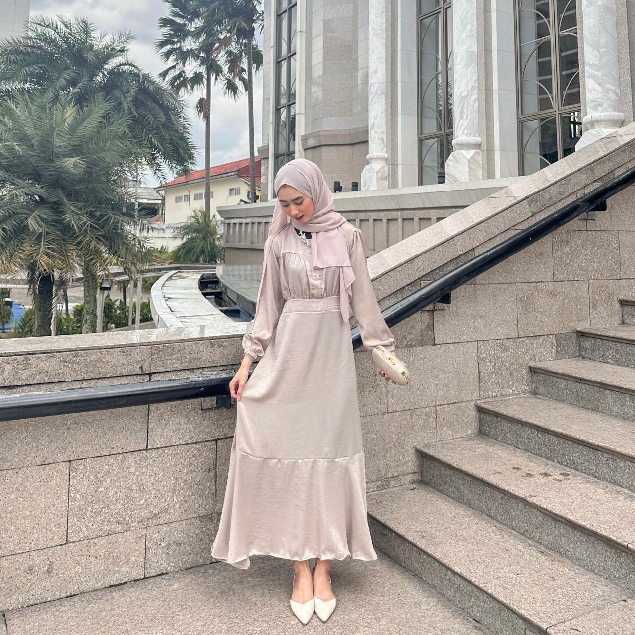 Syamaita Original Tara Dress Busui dan Wudhu Friendly Material Santorini AirFlow Muslim Wanita